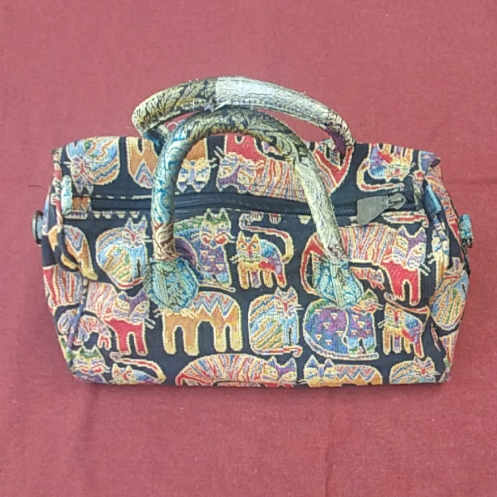 Laurel Burch tote with cat print. GUC.
